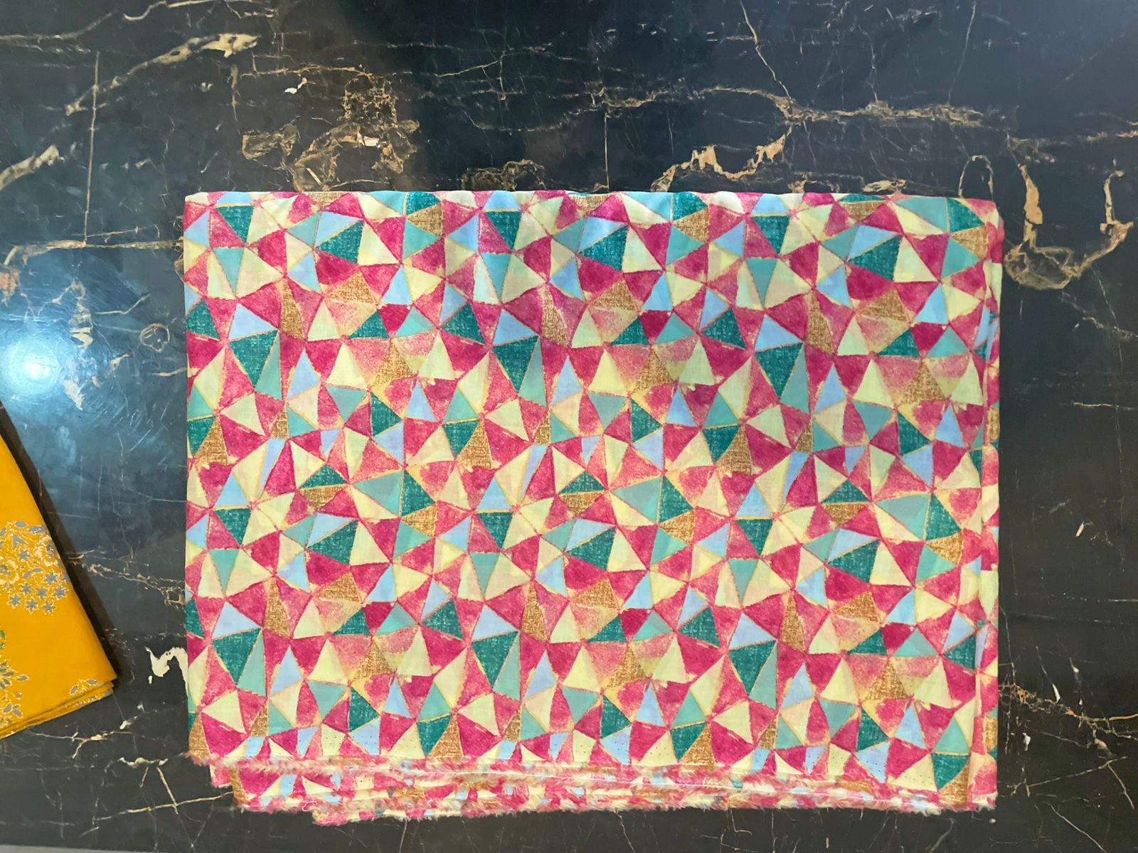 Colorful triangular patterned fabric, pink