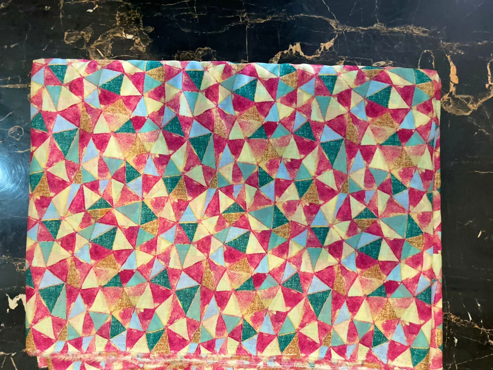 Colorful triangular patterned fabric, pink